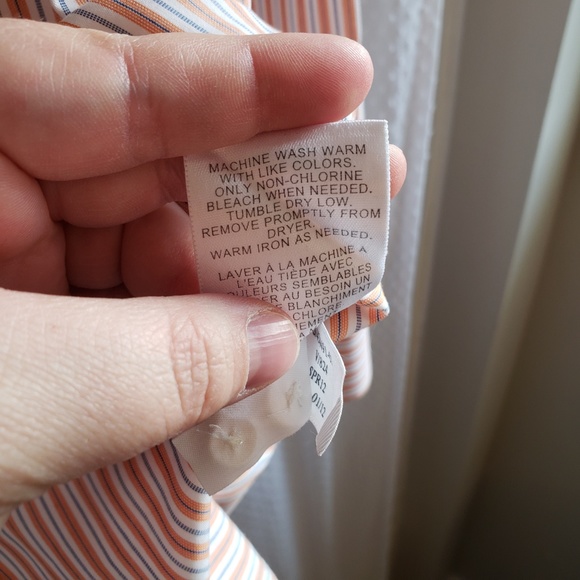 Banana Republic Orange Striped Shirt Men's Sz M - Picture 8 of 8